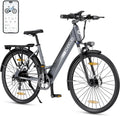 Elektrische fiets, 26/27,5 inch, met 36 V 12,5 Ah Li-Ion accu, 250 W motor, bereik tot 100 km in hybride modus(26 inch, grijs)