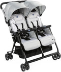 Chicco - Dubbele Buggy Ohlala Twin - Opvouwbare Duo-Kinderwagen - Ultralicht en Compact - Uitschuifbare Kap - Vanaf Geboorte tot 15 kg - Grijs (Silver Cat)