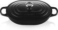 Le Creuset Signature geëmailleerde gietijzeren langwerpige braadpan met hulpgreep, voor alle soorten kookplaten en ovens(Mat Zwart)
