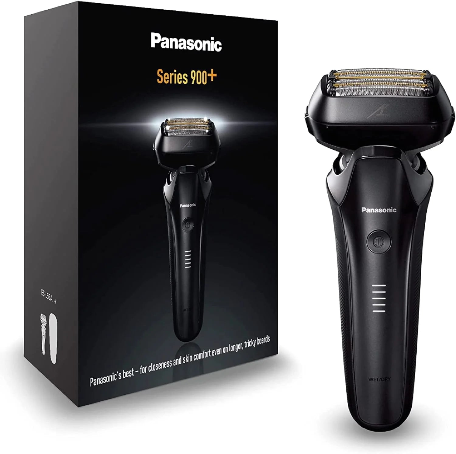 Panasonic Series 900+ ES-LS9A Premium nat/droog scheerapparaat, 6voudige scheerkop met lineaire motor, inclusief reinigings en laadstation, zwart, matzwart(Zonder Automatische Reiniging en Oplaadstandaard/Series 900 + (6 Mesjes))