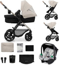 Kinderkraft MOOV 2 4IN1 EVA WHEELS kinderwagen Mink PRO I-Size, reissysteem, kinderwagen, buggy, inklapbaar, voor pasgeborenen, vanaf de geboorte tot 3 jaar, zvart(grijs (EVA))