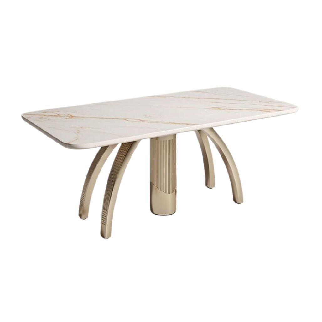 Moderne Marmeren Eettafel met Uniek Design en Gestroomlijnde Poten