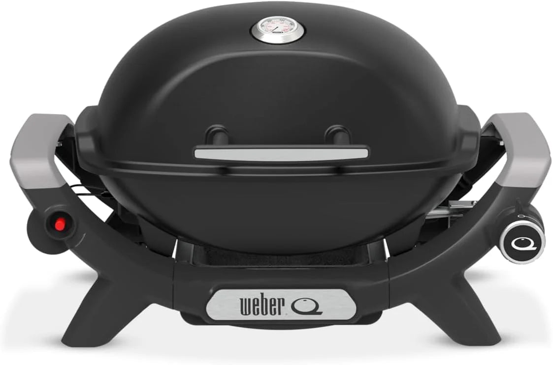 Weber Q 1100N 1501925 Gasgrill, 42 x 31 cm, grilloppervlak, draagbare grill, 1 brander, grillrooster van geëmailleerd gietijzer, deksel en behuizing van gegoten aluminium, zwart