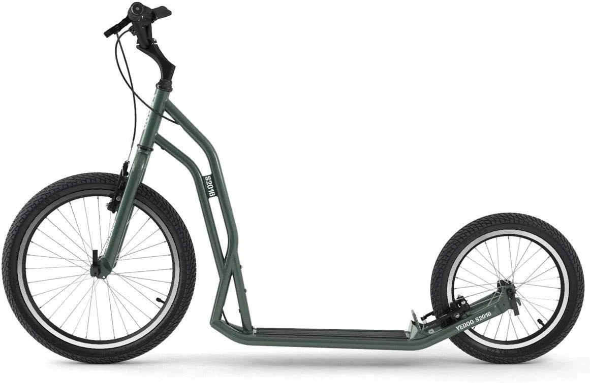 Yedoo S2016 Step - tot 150 kg, kickscooter met luchtbanden 20/16 - voor volwassenen, scooter met verstelbaar stuur, hondenscooter (groen)