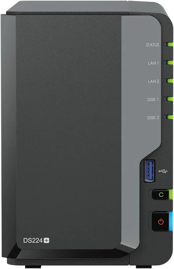 Synology DS224+ 2-bay discstation NAS (Intel Celeron J4125 4-Core 2.0GHz 2GB DDR4 RAM 2xRJ-45 1GbE LAN-poort) 8TB bundel met 2 x 4TB Seagate IronWolf NAS-HDDs (ST4000VN006)(6 TB/Seagate IronWolf)