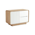 Moderne Design Kast met Witte Deuren en Natuurlijke Houten Afwerking