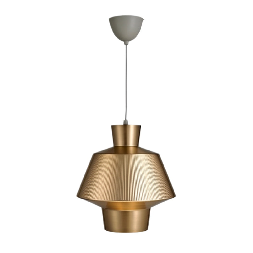 Gouden Hanglamp met Gegraveerde Ribbelstructuur
