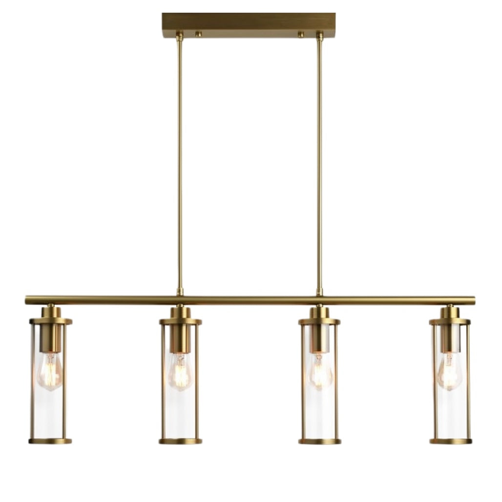 Moderne Hanglamp met 4 Gouden Spreiders en Glazen Kappen