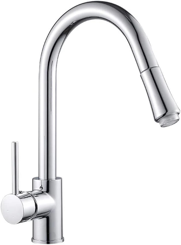 Mengkraan Moderne verstelbare keukenmengkraan met uittrekbare douche LED-verlichting Warm- en koudwaterkraan voor wastafel Zwembad Wastafelmengkraan Wastafelkraan Verchroomd Messing