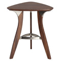 Moderne Driehoekige Houten Tafel met RVS Onderstel
