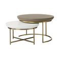 Moderne ronde salontafels met gouden metalen onderstel