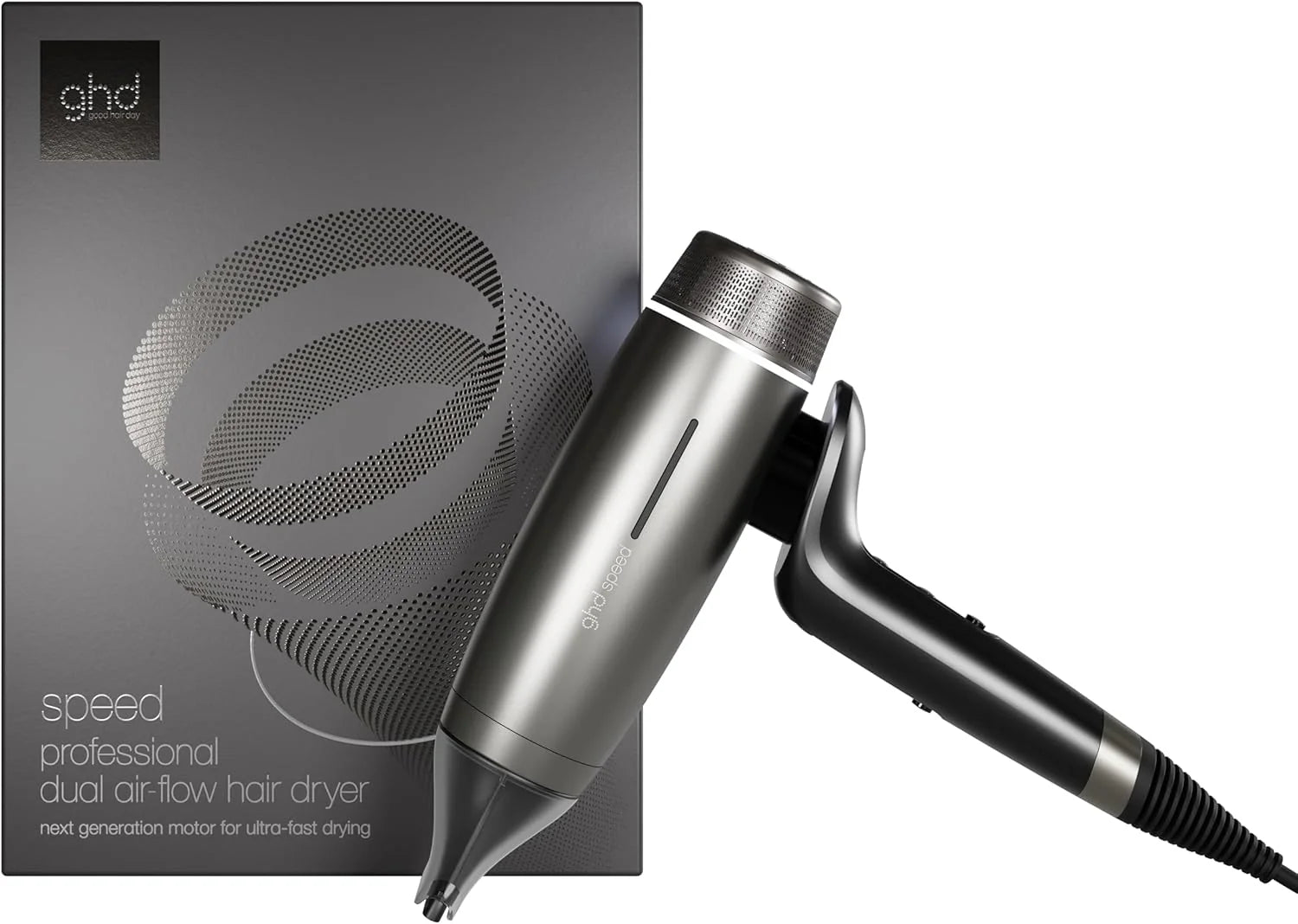 ghd - Speed Föhn - Professionele haardroger (titanium zwart), Ultrasnelle ionische, die kracht en controle combineert, zonder hitteschade. Met 4 temperatuur- en snelheidsstanden en 1 koude-luchtknop