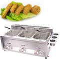 Commerciële lichtgewicht roestvrijstalen gasfriteuse voor op het aanrecht, frietfriteuse met dubbele frituurpan, gemakkelijk schoon te maken (éénpansfriteuse)(Triplepot)