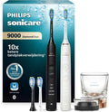 Philips Sonicare DiamondClean 9000 elektrische tandenborstel, twee sonische tandenborstels met app, druksensor, 4 poetsmodi, 3 intensiteitsniveaus, oplaadglas, zwart, model HX9914/63(Black  Rosegold)