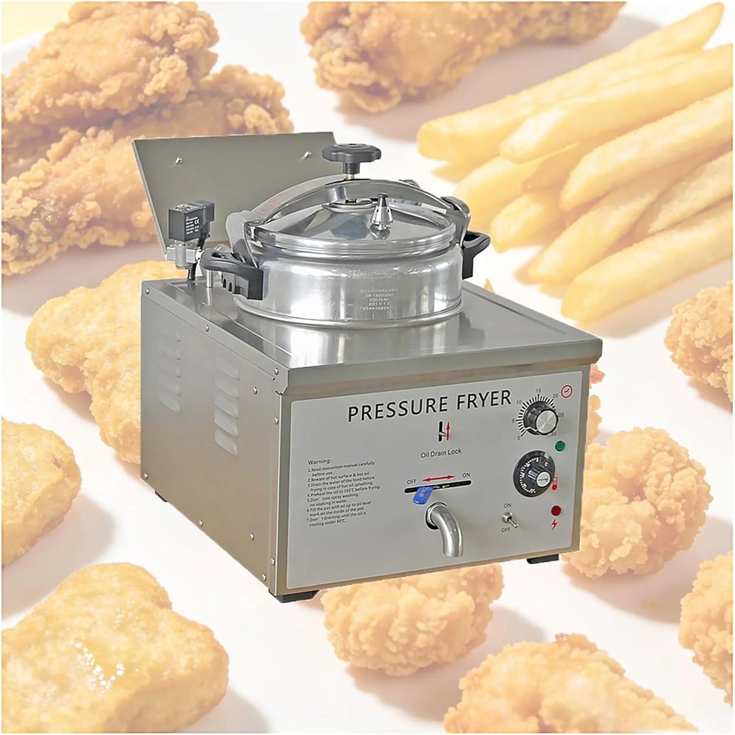 Frituurpan Met Mandje, Brede Olieafvoer Voor Commerciële Frituurpan, Inclusief Automatische Uitschakelfunctie, Elektrische Frituurpans, Voor Het Frituren Van Voedsel