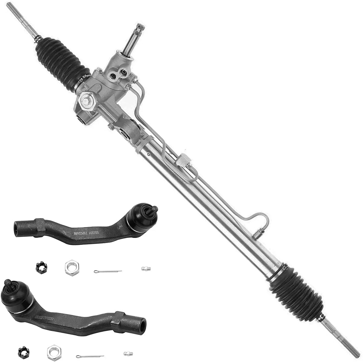 Detroit Axle - Power Steering Rack & Pinion for 1996-2000 Honda Civic 1997 1998 1999, Complete Power Steering Rack & Pinion Assembly, 2 Outer Tie Rods Replacement
