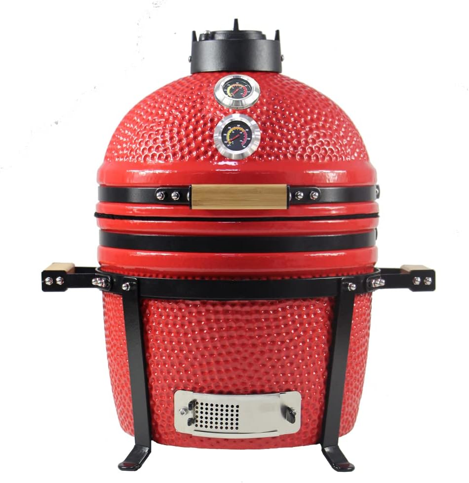 YNNI KAMADO TQ0015RE 15.7" Vrijstaande Kamado, Grill, ROOD, BBQ, Keramiek, Ei, Roker, TQ0015RE