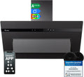 KKT KOLBE PLOOM9005S Afzuigkap, 90 cm, 782 cbm/h, convectie, afvoerlucht, kopvrije wandkap, mat glas, zwart, automatische naloopfunctie, Smart wifi-app, WLAN, SensorTouch, RGBW ledverlichting