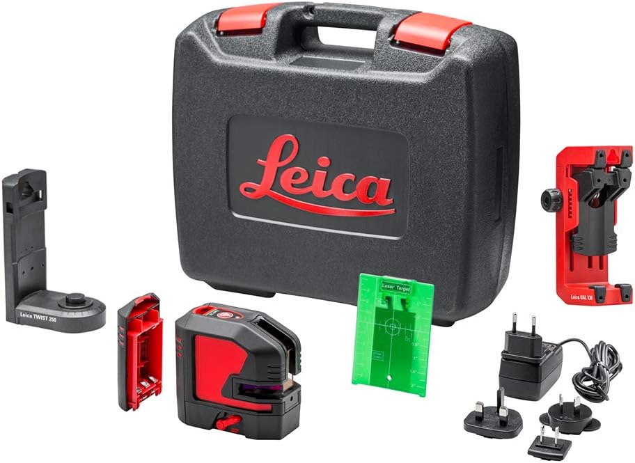 Leica Lino L2G – kruislijnlaser met Li-Ion accu, oplader, innovatieve magnetische adapter en wandhouder in koffer (groene laser, werkbereik: 35 m)