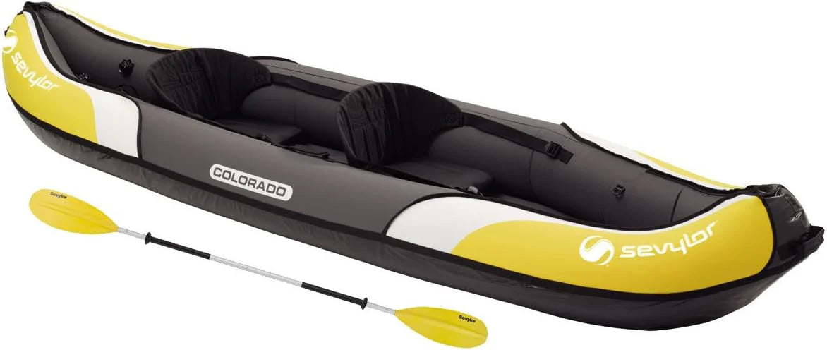 Sevylor Kano opblaasbaar Colorado Kit, 2 personen opvouwbare kajak incl. 1 dubbele peddel, voetpomp, 331 x 88 cm