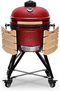 Kamado BONO BBQ houtskool - Kamado XXL keramische grill Ø 64 cm met 10 kookgerei - rode houtskoolgrill met extra keukengerei(52 cm)