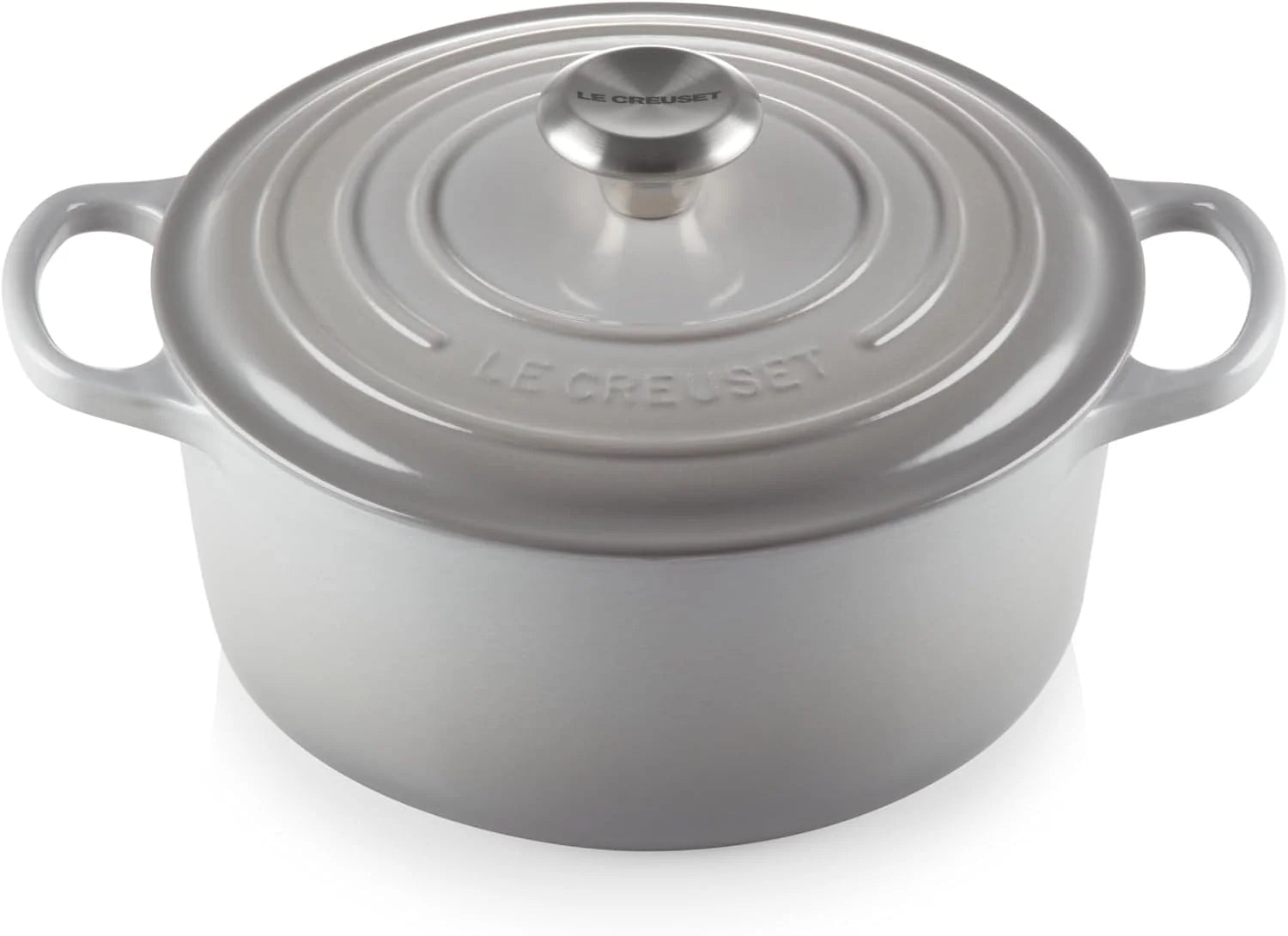 Le Creuset Signature 21177248471430 Gietijzeren braadpan met deksel, Ø 24 cm, rond, geschikt voor alle warmtebronnen en inductie, volume: 4,2 l, 4,305 kg, Loving Collection,(Mist Grey/24 cm)