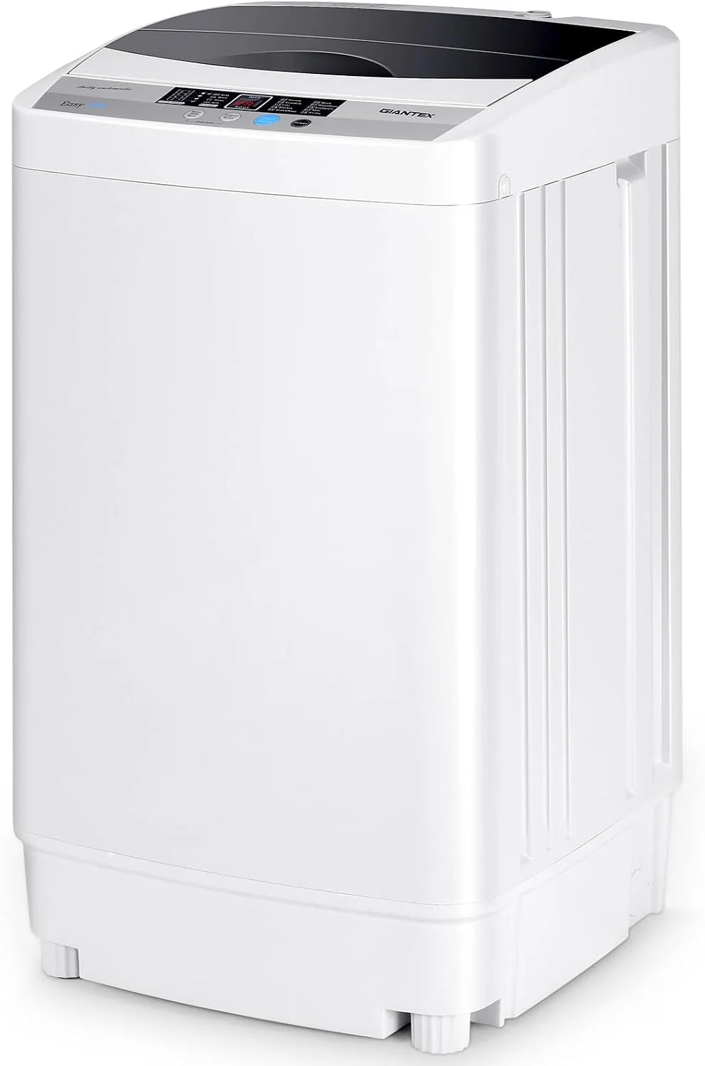 FANTASK Kleine wasmachine, bovenlader, volautomatische wasmachine, 310 W, 50 x 50 x 85 cm, mini-wasmachine met display, pomp en centrifuge voor appartement en camper, energieklasse B