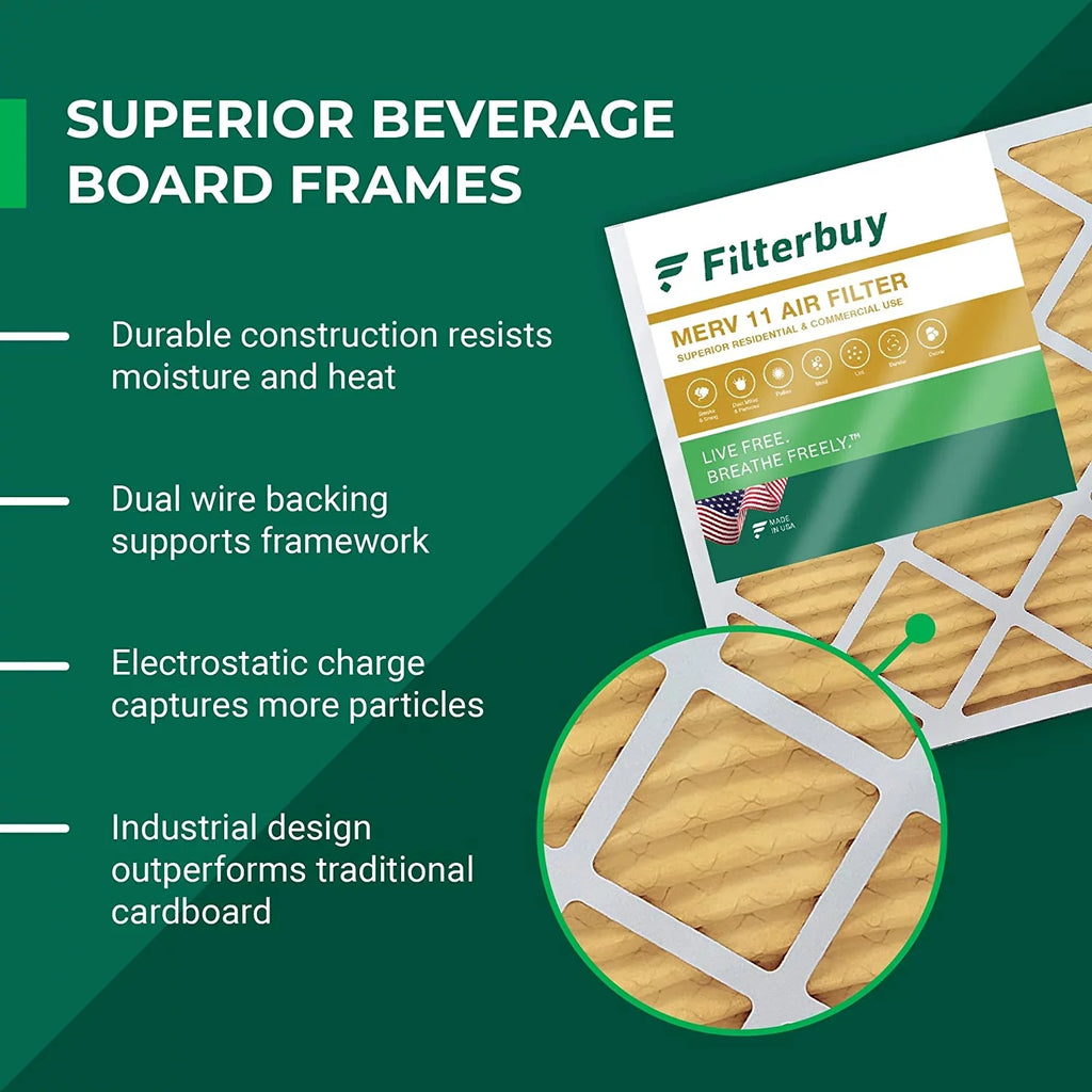 Filterbuy 24x24x1 MERV 11 Pleated HVAC AC Furnace Air Filters (4-Pack)