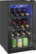 HOMCOM Wijnkoelkast, 24 flessen, 68 liter, kleine wijnkast, drankenkoelkast met dubbele glazen deur, 4-16 °C, led-verlichting, digitaal touchscreen, wijnkoelkast, zwart