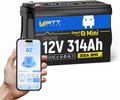 WattCycle 48V 314Ah LiFePO4 Thuisbatterij 16kWh, Slimme Energieopslag met Bluetooth BMS, IP65 Wandmontage Accu, 6000+ Cycli, CAN RS485 Communicatie voor Zonnepanelen, Off-Grid en Backup Systemen(1*12V314AH Bluetooth Batterij)
