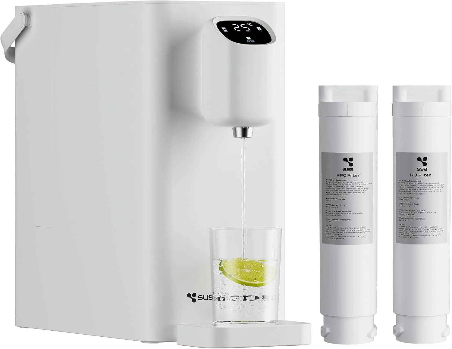 RO Warmwaterdispenser, 2,4 l watertank, zelfreiniging, 5 temperatuurniveaus, 3 s verwarming, 4-traps filter, intelligente veiligheidsfuncties