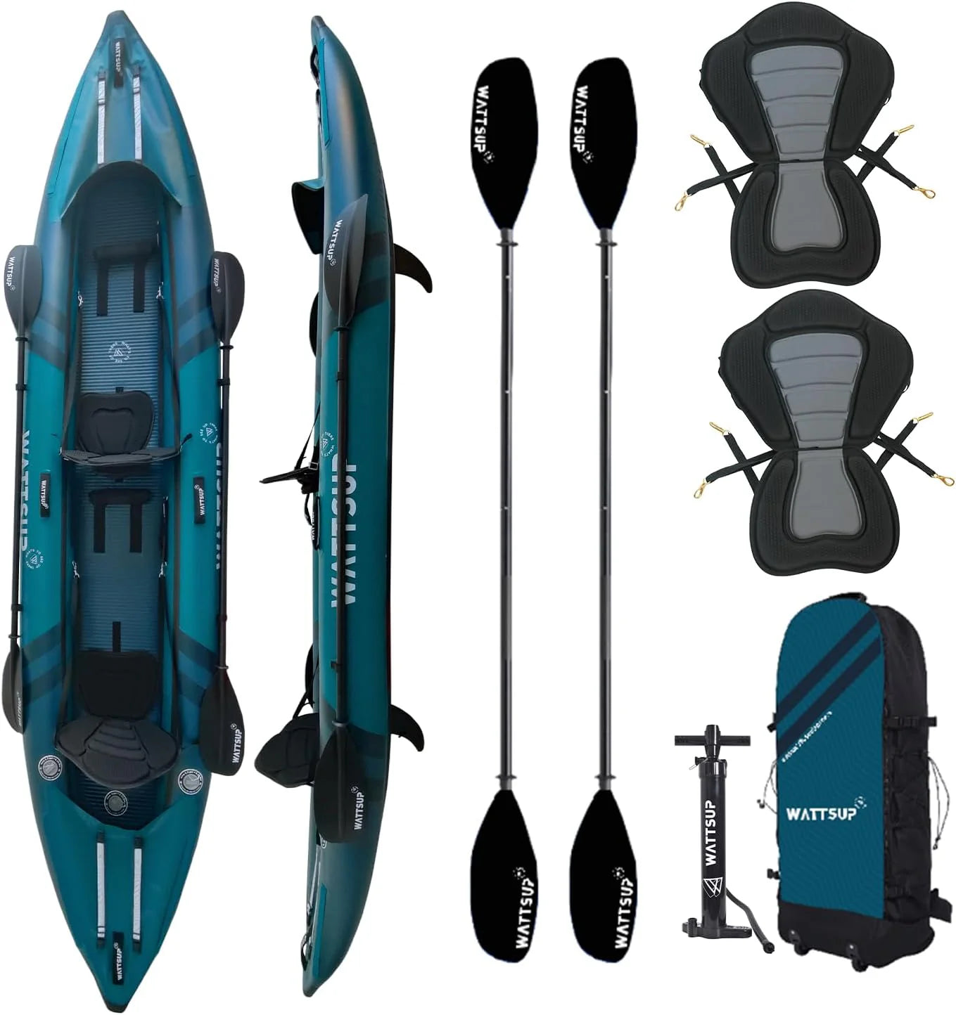 Kayak Opblaasbare Wattsup COD 2-zits – 410 x 85 cm (13'4 inch x 33 inch) – PVC gelamineerd + Dropstitch – compleet pakket – max. 220 kg