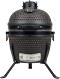 HEAT Premium Kamado Grill Fyregg, keramische grill, zwart, incl. beweegbaar onderstel, zijtafels en deflectorsteen, professionele houtskoolgrill en smoker (wit, 45,7 cm)(bruin/13 inch)