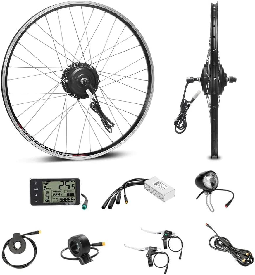 SEASON 20/24/26/28/700C inch e-bike ombouwset 36 V 250 W borstelloze transmissie voorwiel naafmotor, elektrische fiets conversie kit | LCD-display, sensor (26 inch 250 W / 25 km/h)