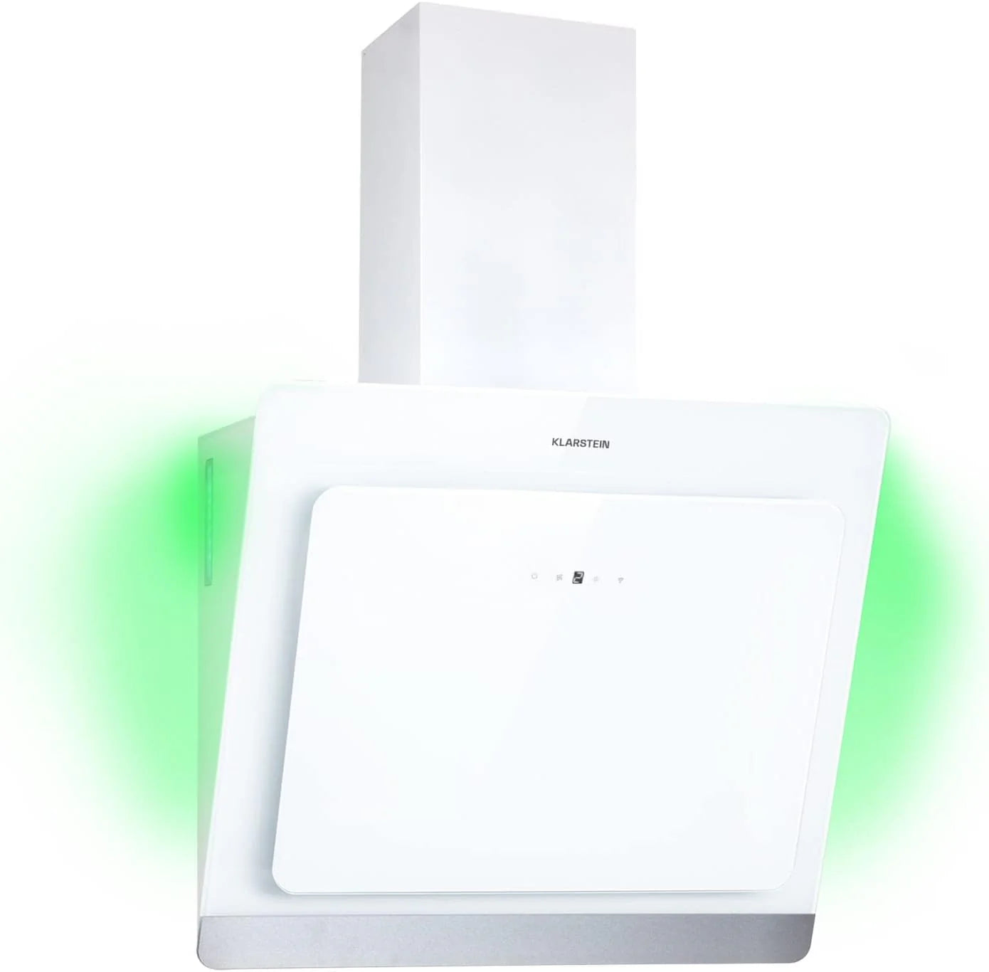 Klarstein Keukenafzuigkap, schuine afzuigkappen 90 cm, afzuigkap voor keukens met RGB LED-verlichting, Carbon afzuigkapfilter, 563 m³/h luchtstroomafzuigkappen, schuine afzuigkap, keukenkap(60 cm/wit)