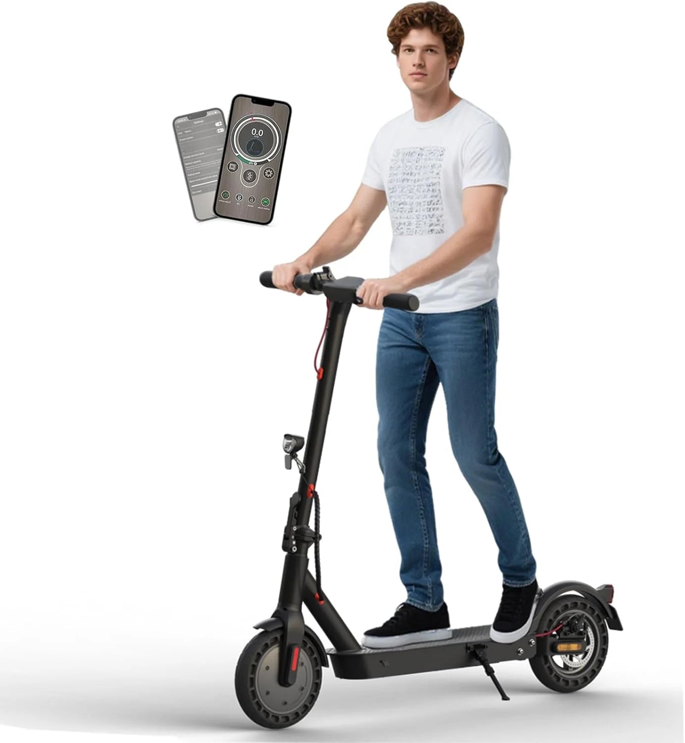 Elektrische step met ABE tot US, 40 km bereik, elektrische step met 10 inch E9MAX honingraatbanden, dubbel remsysteem en dubbele vering, 20 km/u, voor heren en dames, zwart