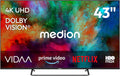 MEDION 138,8 cm (55 inch) televisie (smart-tv, Dolby Vision HDR, VIDAA Store, Netflix, Prime Video, Disney+, DAZN, HbbTV, PVR, Bluetooth, MD 855300)(43"/U-Stand 2026)