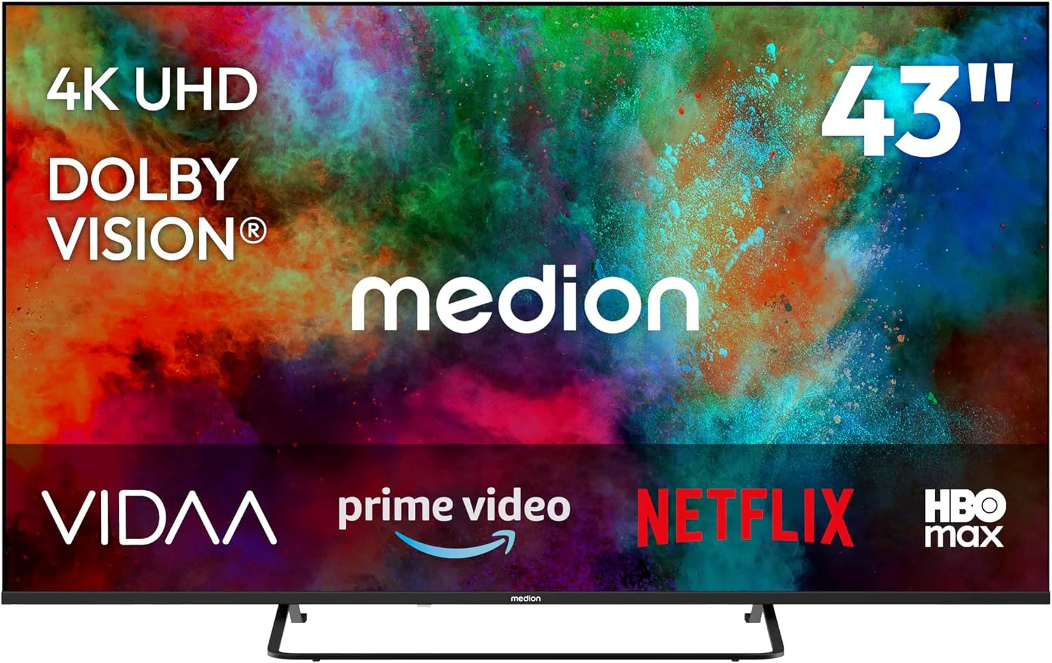 MEDION 138,8 cm (55 inch) televisie (smart-tv, Dolby Vision HDR, VIDAA Store, Netflix, Prime Video, Disney+, DAZN, HbbTV, PVR, Bluetooth, MD 855300)(43"/U-Stand 2026)