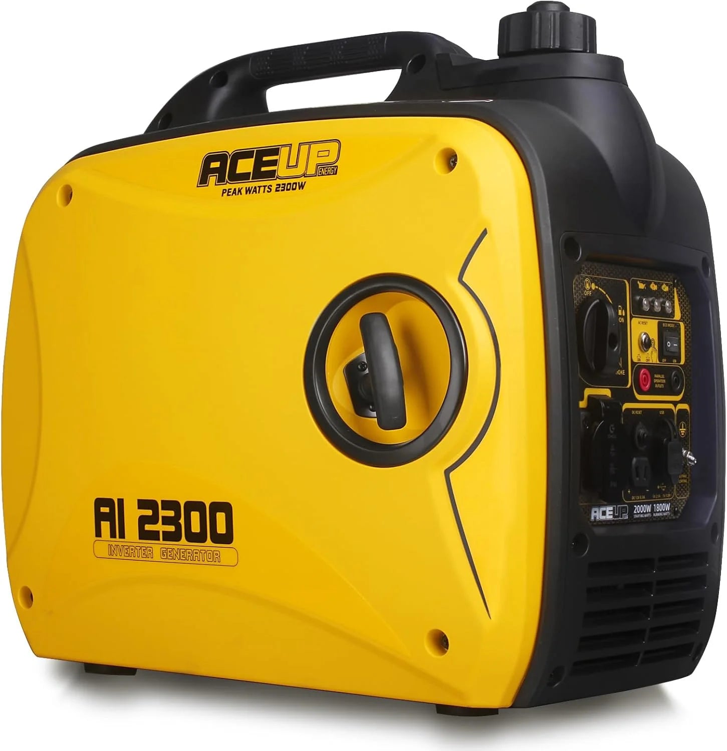 Aceup Energy 2000 W inverter, stroomgenerator, stille benzine, stroomgenerator met USB en 230 V stopcontacten, draagbaar, noodstroomaggregaat voor thuis, camping, festival, boten, 4-takt, 19,9 kg(2000 W inverter benzinegenerator)
