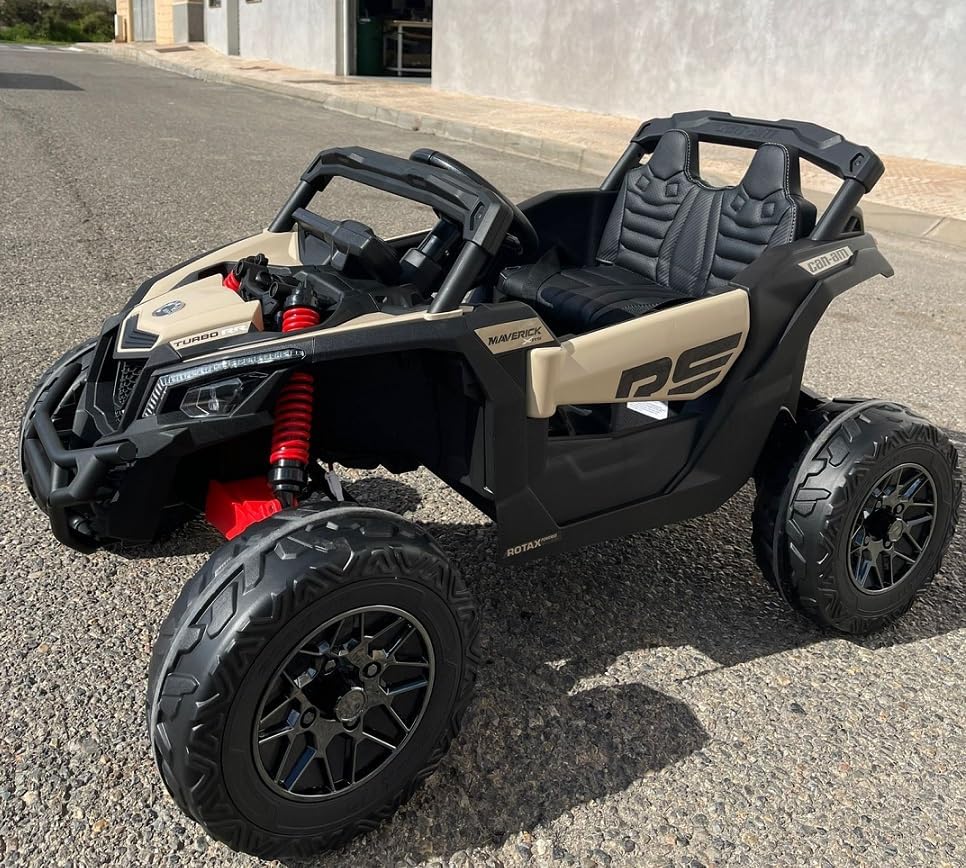 Buggy 24 V, Can-Am Maverick, 1-zits, 4 x 4 (motoren 200 W), leer, MP4 TV, RC. Volledige optie - INDA37-LI-CA003rs (zwart)