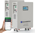 ECO-WORTHY LiFePO4 Accu, 48 V, 314 Ah, 32,2 kWh, stroomopslag en vermogensschakelaars, 200 A PACE BMS RS485/CAN/RS232, met bluetooth WLAN voor noodstroomvoorziening thuis, netonafhankelijke