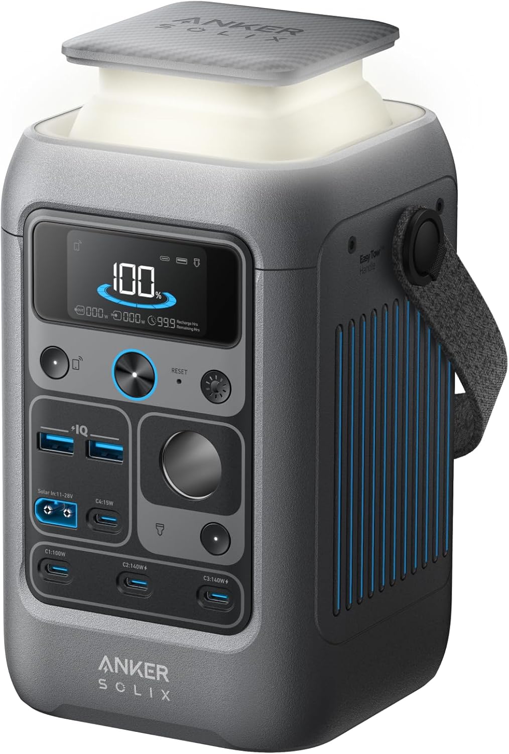 Anker SOLIX C300 DC Power Bank Station, voor buiten, 288 Wh (90.000 mAh), draagbare energiecentrale, LiFePO₄-accu, 300 W zonnegenerator, voor kamperen/reizen/noodgevallen (geen wandlader inbegrepen)