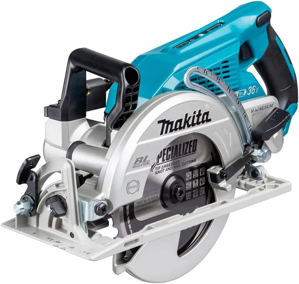 Makita DRS780Z accu-handcirkelzaag, 65 mm, 2 x 18 V (zonder accu, zonder oplader), blauw/zwart