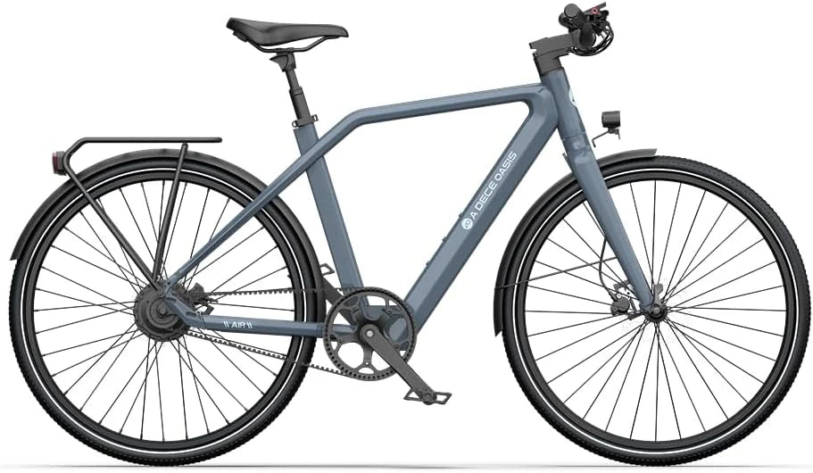 Dece Oasis ADO Air30 Elektrische fiets, 28 inch, 700C, 370 Wh accu, voor vrouwen en mannen, 1 versnelling, koppelsensor, riemaandrijving, app, 3,5 inch IPS-display