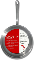 Made In Kookgerei - 10-inch roestvrijstalen koekenpan met deksel - 5-laags roestvrij bekleed - professioneel kookgerei - vervaardigd in Italië - inductie compatibel(10")