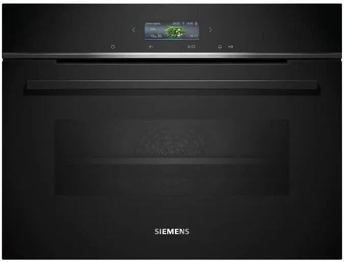 Siemens CB734G1B1, iQ700 Slimme inbouw-compacte oven, 60 x 45 cm, Made in Germany, zwart, ecoClean  humidClean zelfreiniging, Air Fry, automatische programma's, gekleurd touchscreen