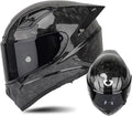 Carbon Fiber Motorcycle Full Face Racing Helmet, ECE Approved With Electroplate Large Spoiler, With Space For Bluetooth Headset, Large Wide Angle Design(4,XXL=63~64CM)(L=59~60CM/1)
