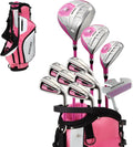Precieze M5 Dames Dames Complete Rechtshandige Golfclubs Set Inclusief Titanium Driver, S.S. Fairway, S.S. Hybrid, SS 5-PW ijzers, Putter, Standbag, 3 H/C's Roze (Roze, Rechterhand Tall Size +1")