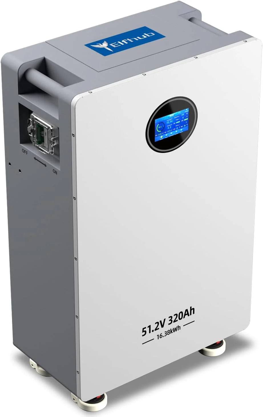 48V 320Ah LiFePO4-accu met meer dan 8000 laadcycli, 51,2V deep-cycle lithiumbatterij, maximaal 16,38 kWh, geïntegreerd 200A BMS met krachtige energieopslag, zekeringen, LCD-touchscreen