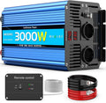 Omvormer zuivere as 3000 W omvormer 24 V 220 V / 230 V stroomomvormer - 2 AC-stopcontacten en USB-poorten en aansluitingen met hoge stroomsterkte voor auto, caravan, boot(24V 3000W)